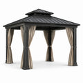 Pavillon en métal noir avec rideaux en polyester 3x3x2.7m