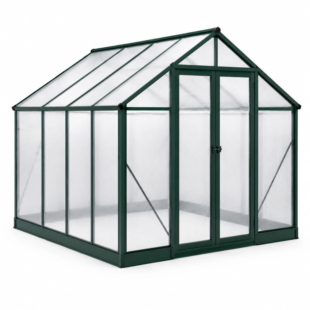 Serre de jardin en aluminium et polycarbonate alvéolaire vert 190x190x195cm