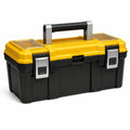 Boîte à outils en plastique jaune et noir avec poignée métallique 52x25x25 cm