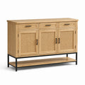 Buffet en bois avec cannage et structure métallique