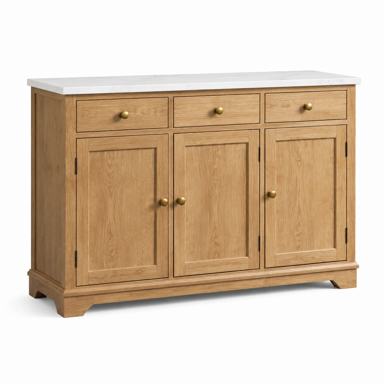 Buffet en bois avec plateau en marbre blanc