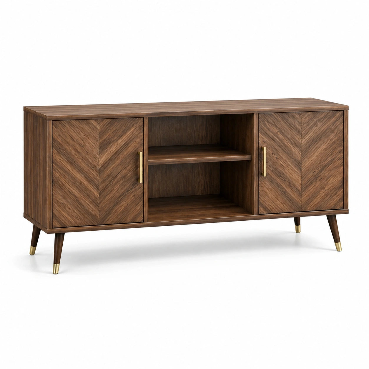 Buffet en bois avec étagères centrales