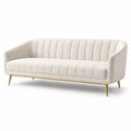 Canapé en tissu polyester beige avec pieds en métal doré