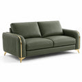 Canapé en cuir synthétique vert olive avec pieds métalliques dorés