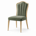 Chaise en velours vert avec cadre en métal doré