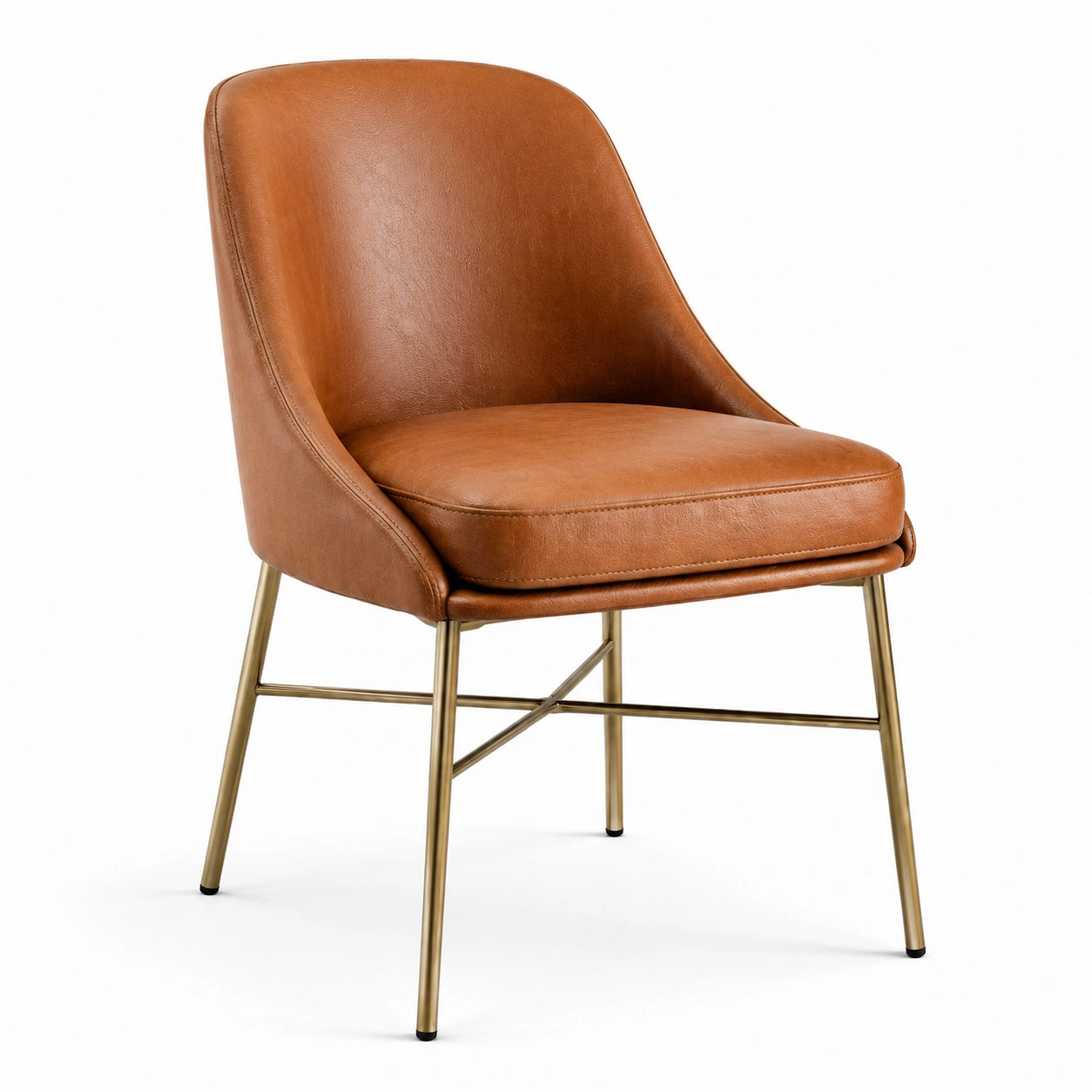 Chaise en cuir PU avec structure en acier, marron