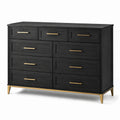 Commode en bois noir avec poignées en métal doré