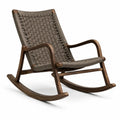Chaise berçante en bois et corde tissée marron