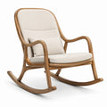 Chaise berçante en bois avec tissu polyester beige